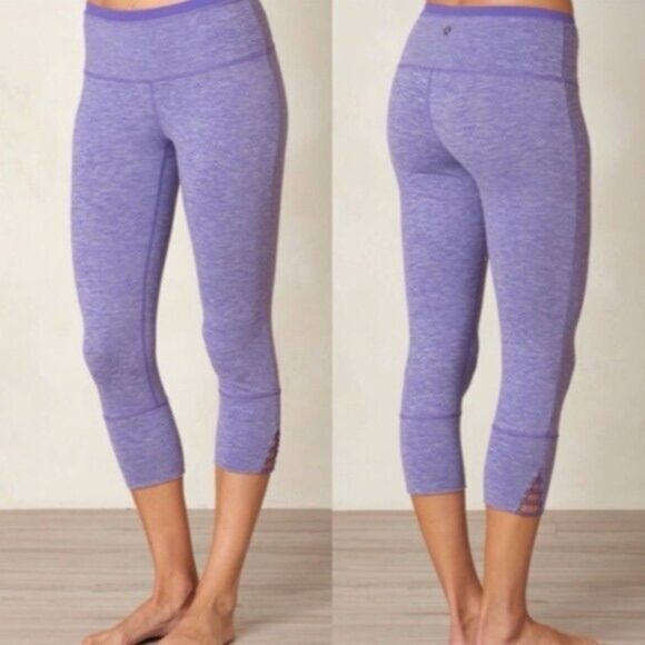 PrAna Purple Heathered Tori Capri Leggings Yoga Capri Size Large - Picture 1 of 16